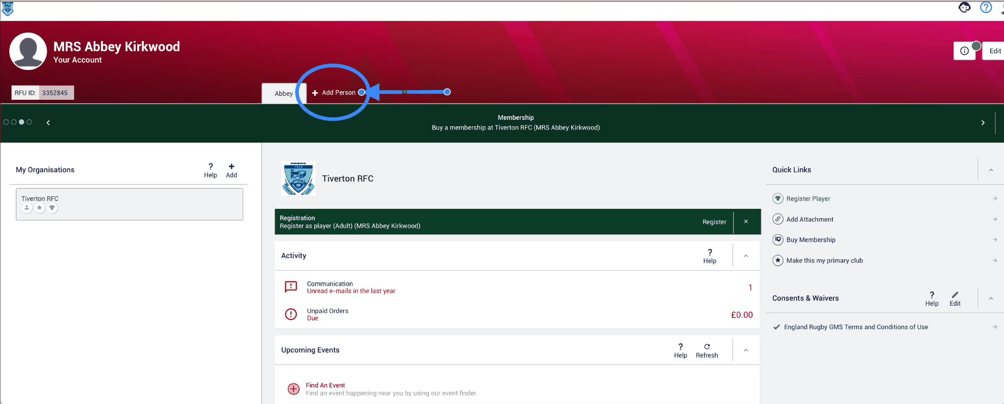 Add Person tab