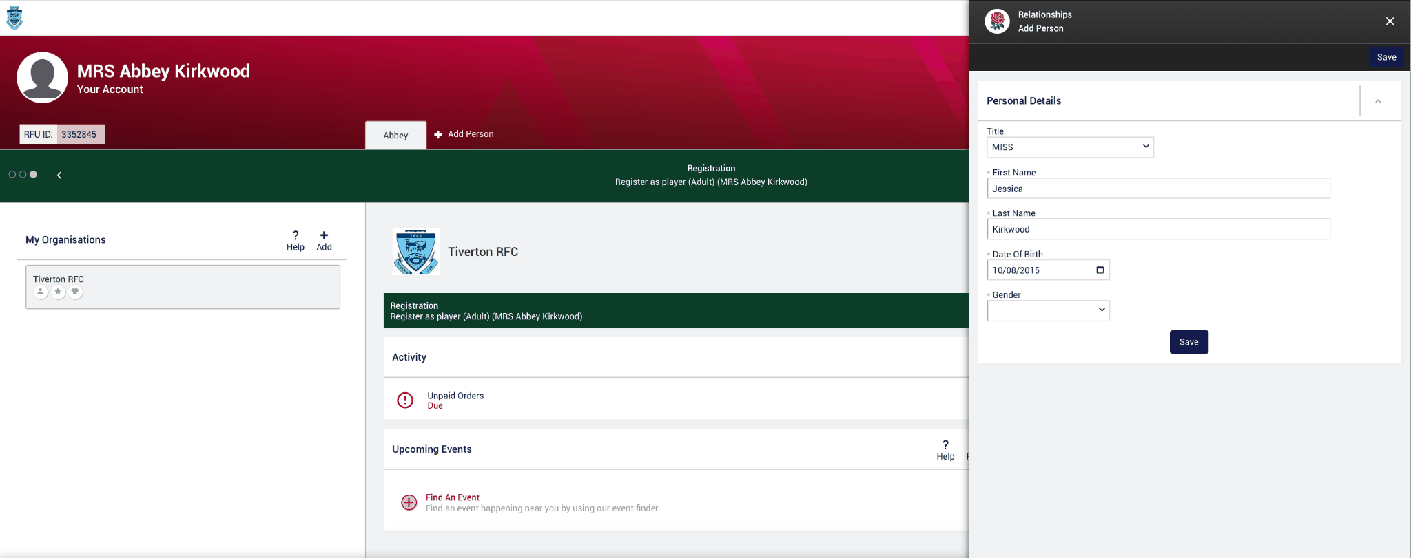 Adding player details