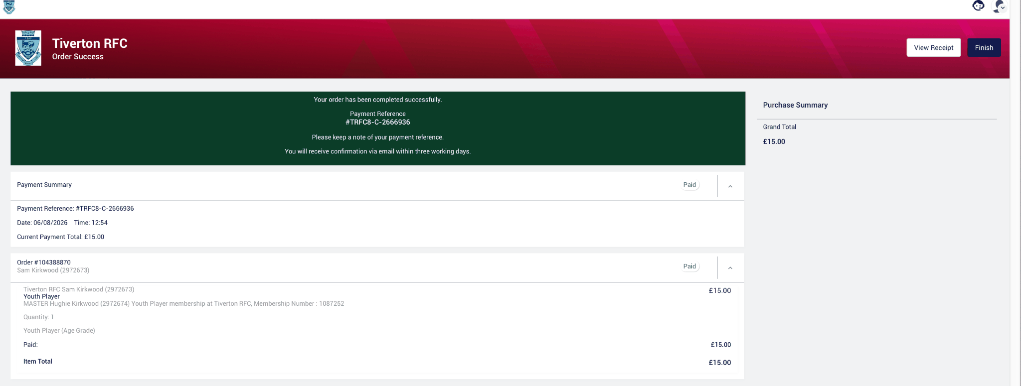 Payment success