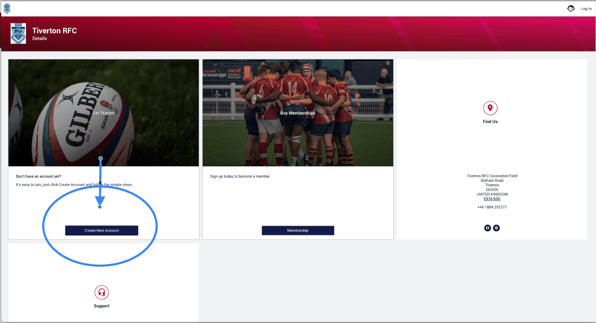 Tiverton RFC page on GMS